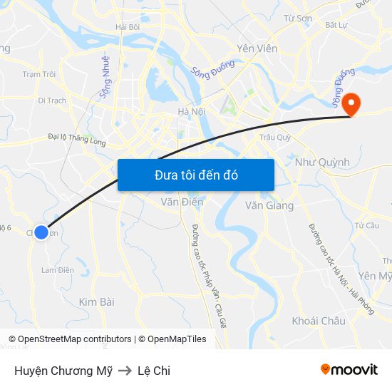 Huyện Chương Mỹ to Lệ Chi map