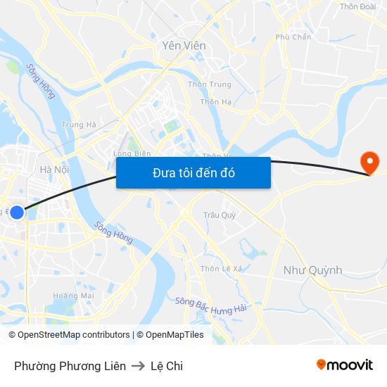 Phường Phương Liên to Lệ Chi map