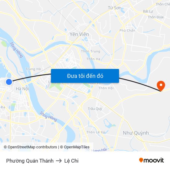 Phường Quán Thánh to Lệ Chi map