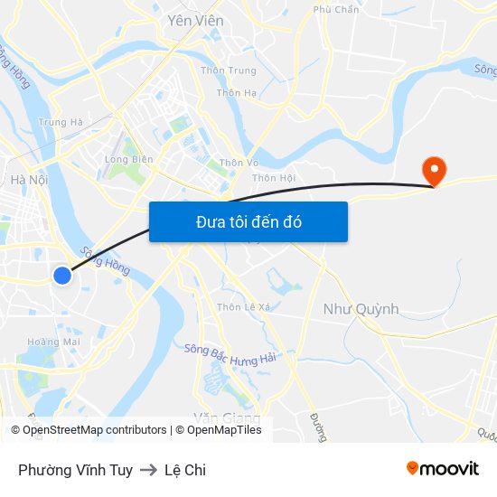 Phường Vĩnh Tuy to Lệ Chi map