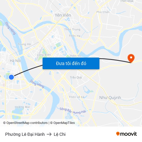 Phường Lê Đại Hành to Lệ Chi map