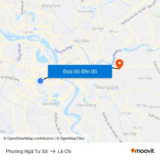 Phường Ngã Tư Sở to Lệ Chi map