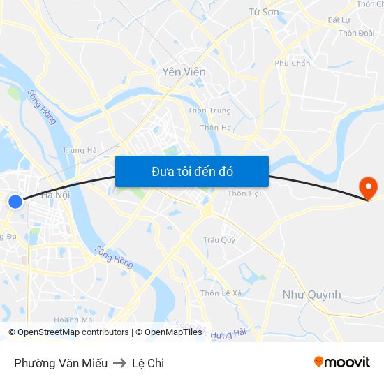 Phường Văn Miếu to Lệ Chi map