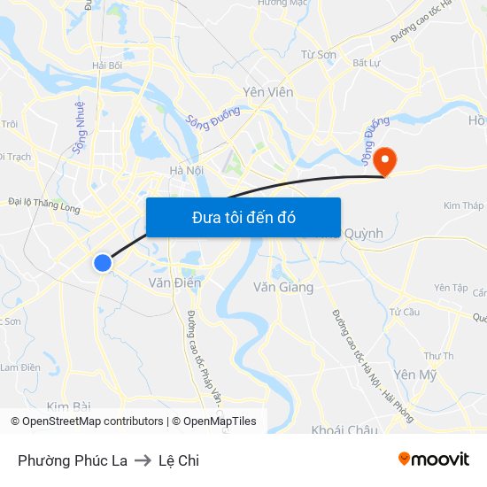 Phường Phúc La to Lệ Chi map