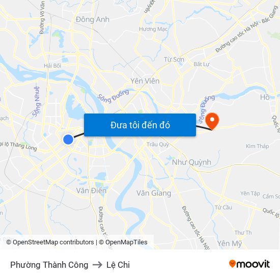 Phường Thành Công to Lệ Chi map