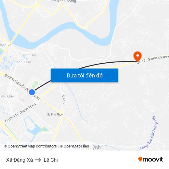 Xã Đặng Xá to Lệ Chi map