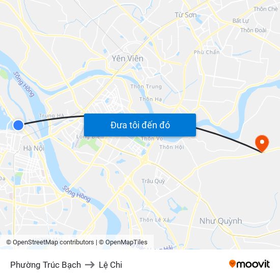 Phường Trúc Bạch to Lệ Chi map