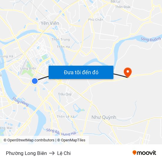 Phường Long Biên to Lệ Chi map