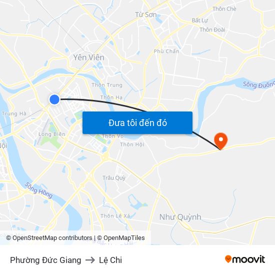 Phường Đức Giang to Lệ Chi map