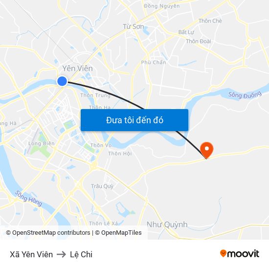 Xã Yên Viên to Lệ Chi map