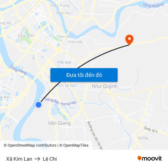 Xã Kim Lan to Lệ Chi map