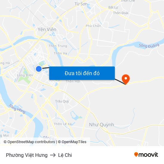 Phường Việt Hưng to Lệ Chi map