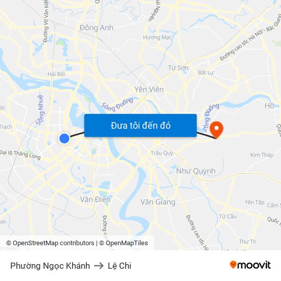 Phường Ngọc Khánh to Lệ Chi map