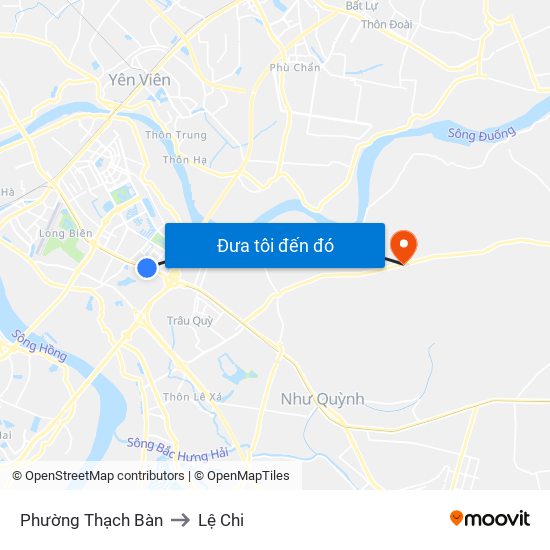 Phường Thạch Bàn to Lệ Chi map