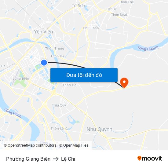 Phường Giang Biên to Lệ Chi map