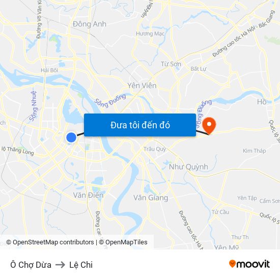 Ô Chợ Dừa to Lệ Chi map