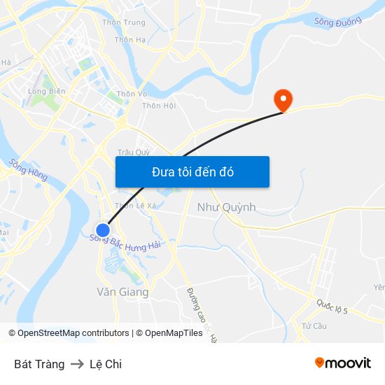Bát Tràng to Lệ Chi map