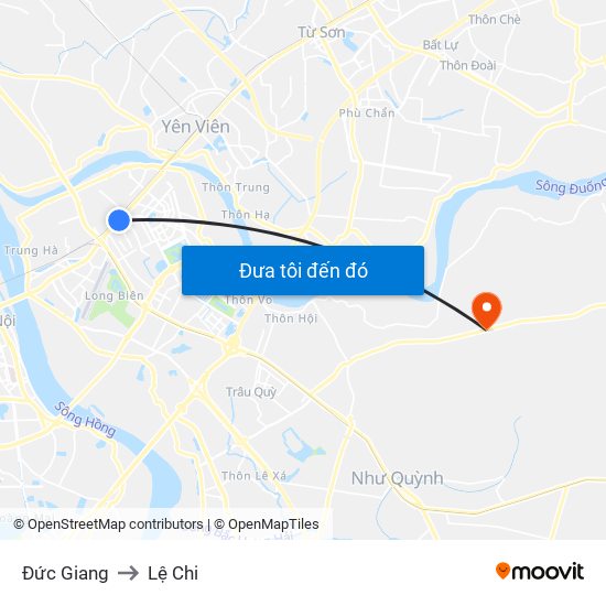 Đức Giang to Lệ Chi map