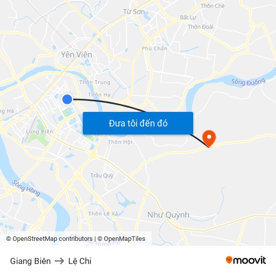 Giang Biên to Lệ Chi map