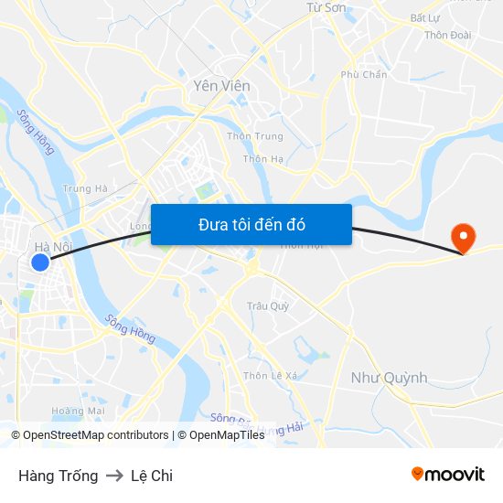 Hàng Trống to Lệ Chi map