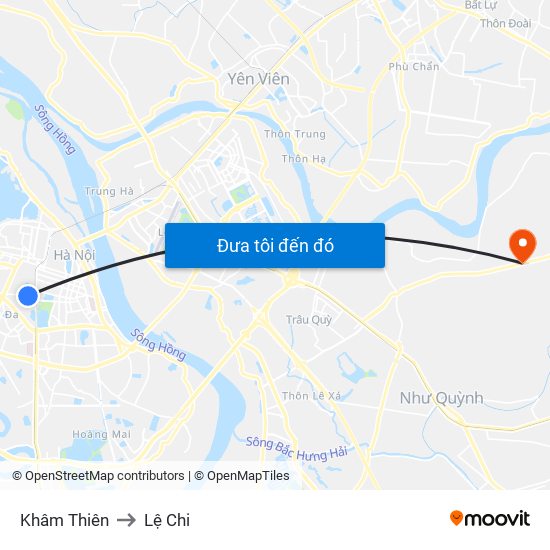 Khâm Thiên to Lệ Chi map