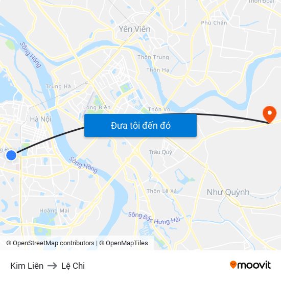 Kim Liên to Lệ Chi map