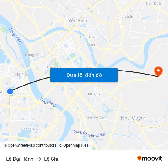Lê Đại Hành to Lệ Chi map