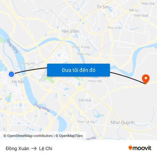 Đồng Xuân to Lệ Chi map