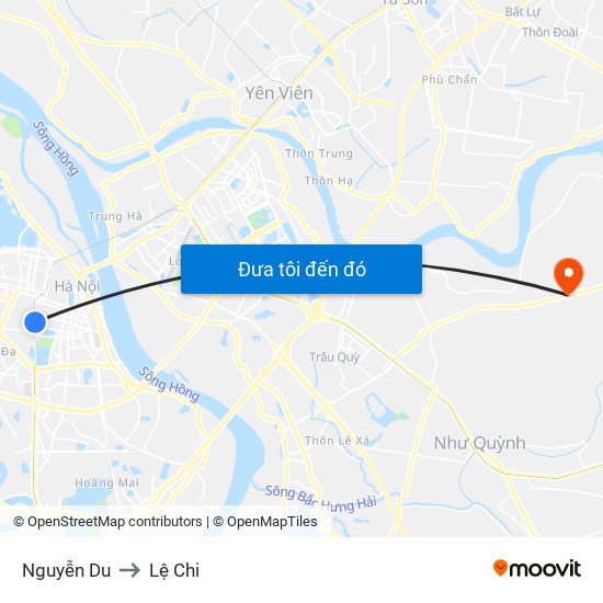 Nguyễn Du to Lệ Chi map