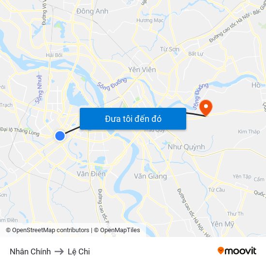 Nhân Chính to Lệ Chi map