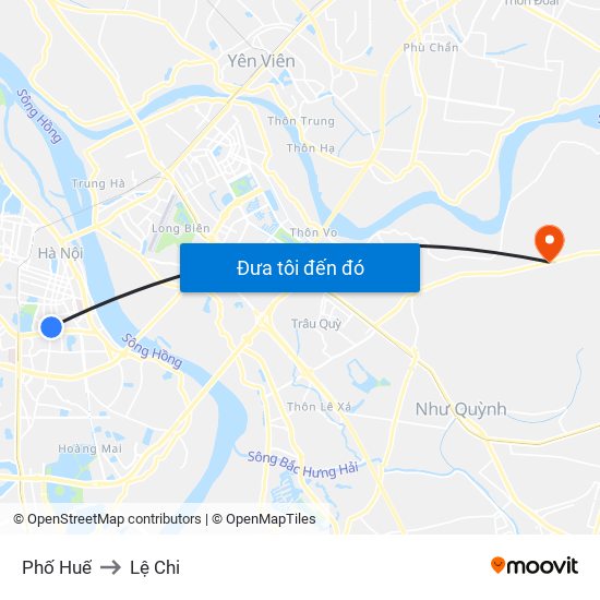 Phố Huế to Lệ Chi map