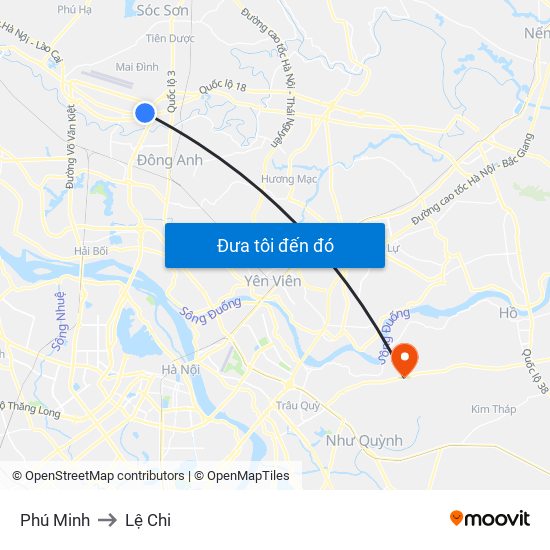 Phú Minh to Lệ Chi map