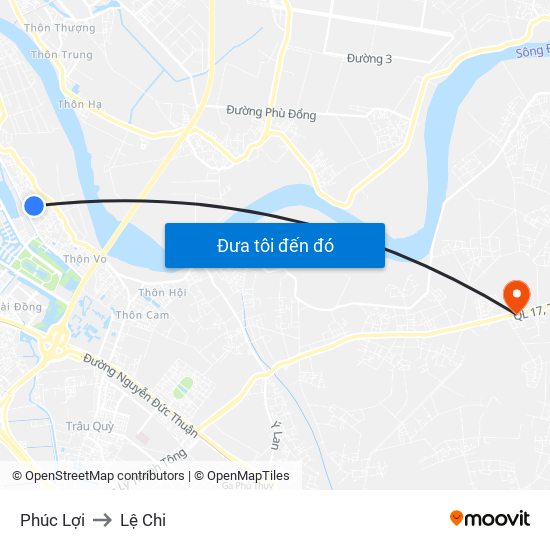 Phúc Lợi to Lệ Chi map