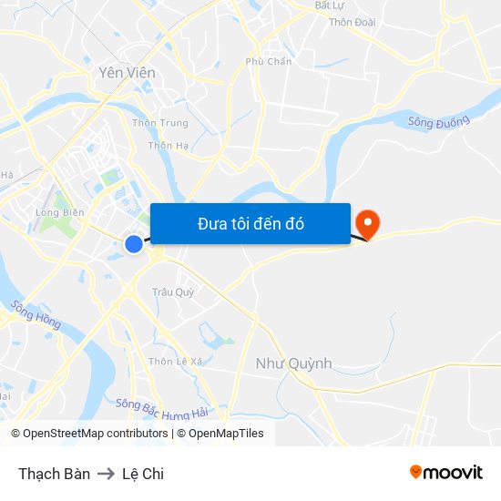 Thạch Bàn to Lệ Chi map