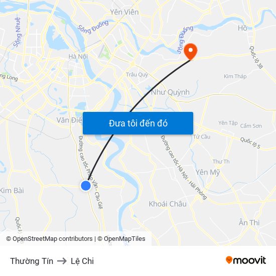 Thường Tín to Lệ Chi map