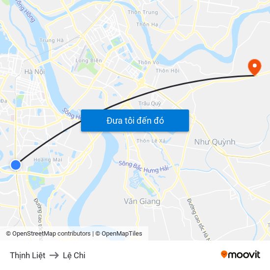 Thịnh Liệt to Lệ Chi map