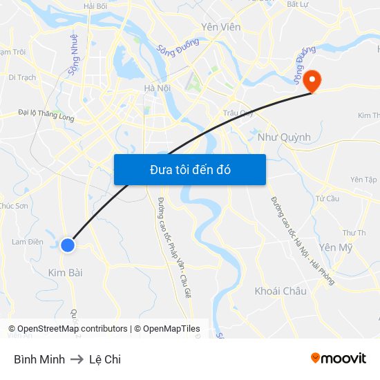 Bình Minh to Lệ Chi map
