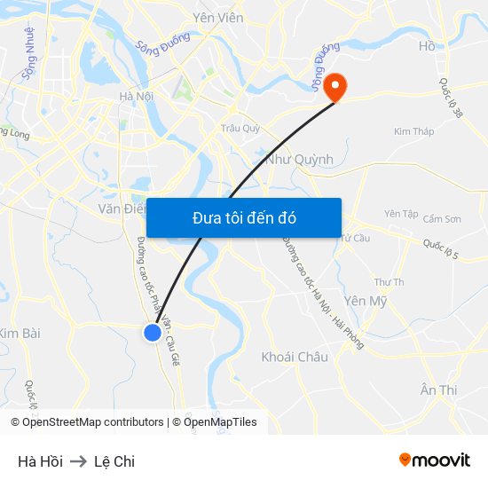Hà Hồi to Lệ Chi map