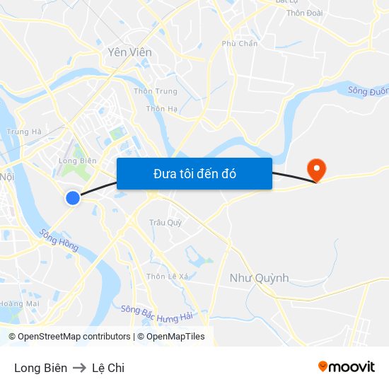 Long Biên to Lệ Chi map