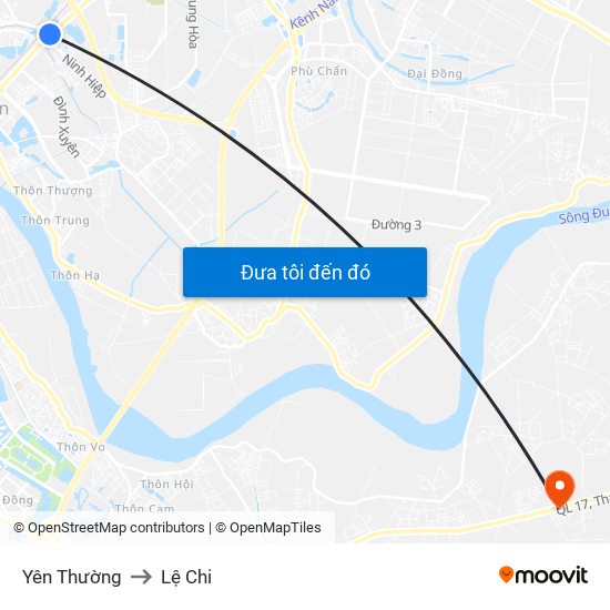 Yên Thường to Lệ Chi map