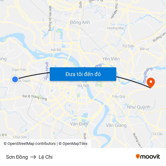 Sơn Đồng to Lệ Chi map