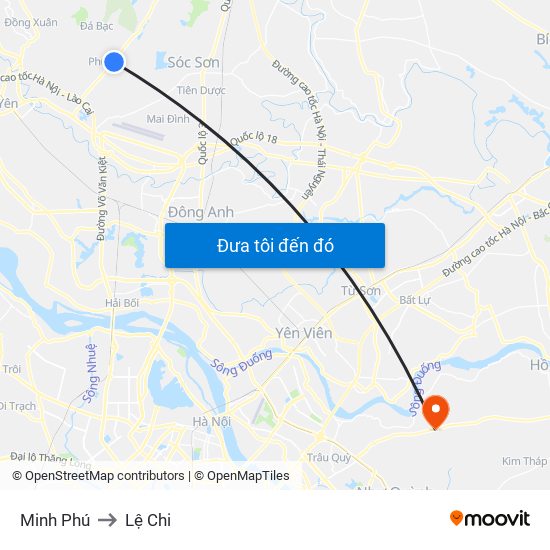 Minh Phú to Lệ Chi map