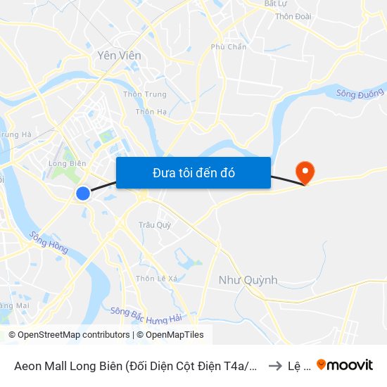 Aeon Mall Long Biên (Đối Diện Cột Điện T4a/2a-B Đường Cổ Linh) to Lệ Chi map