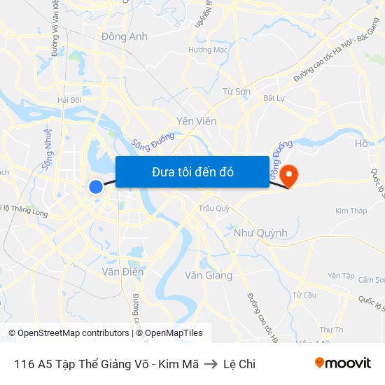 116 A5 Tập Thể Giảng Võ - Kim Mã to Lệ Chi map