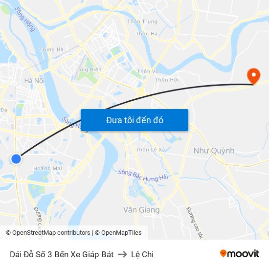 Dải Đỗ Số 3 Bến Xe Giáp Bát to Lệ Chi map