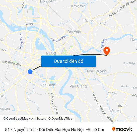 517 Nguyễn Trãi - Đối Diện Đại Học Hà Nội to Lệ Chi map