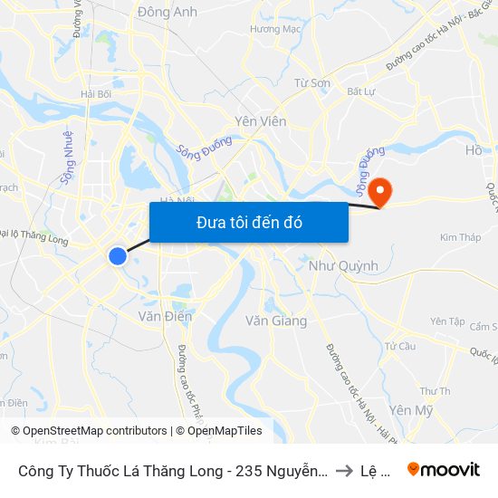 Công Ty Thuốc Lá Thăng Long - 235 Nguyễn Trãi to Lệ Chi map