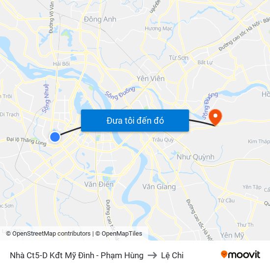 Nhà Ct5-D Kđt Mỹ Đình - Phạm Hùng to Lệ Chi map