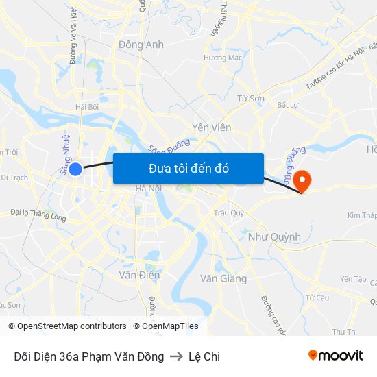 Đối Diện 36a Phạm Văn Đồng to Lệ Chi map