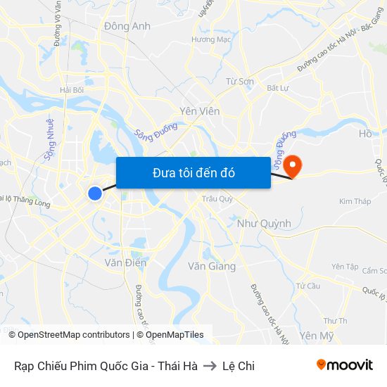 Rạp Chiếu Phim Quốc Gia - Thái Hà to Lệ Chi map